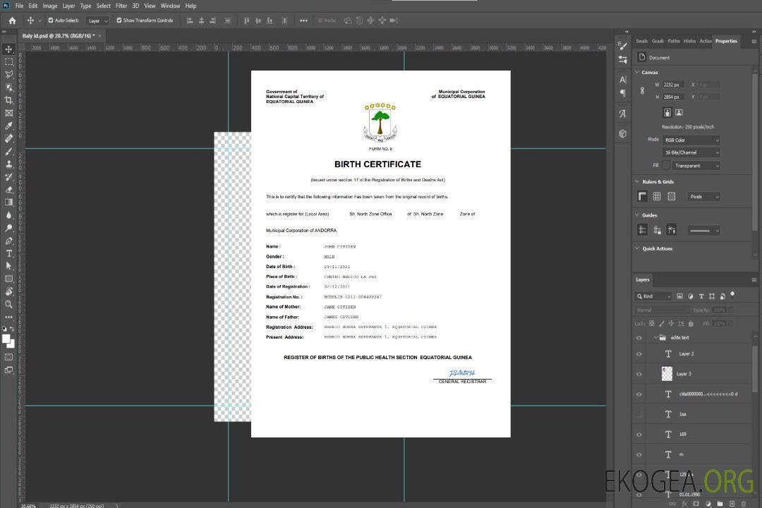 Modèle Word et PDF d'acte de naissance en Guinée équatoriale template Modèle Word et PDF d'acte de naissance en Guinée équatoriale template